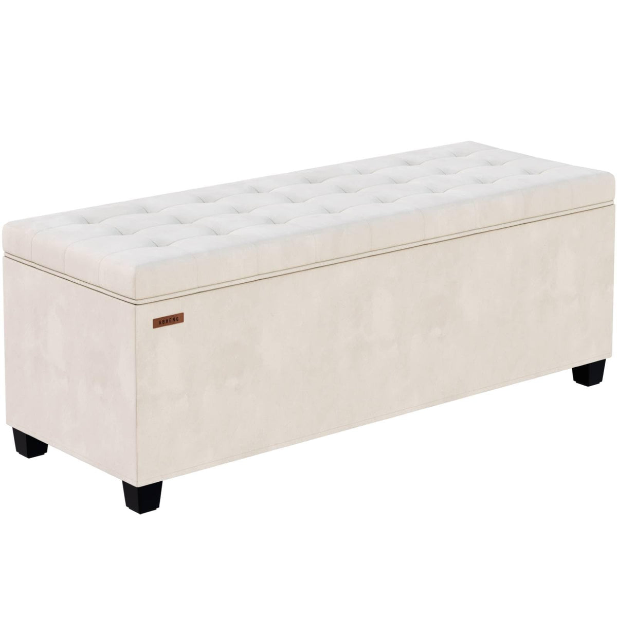 ABHENG velvet storage ottoman bench front view showing sturdy metal frame and 770 lb capacity
