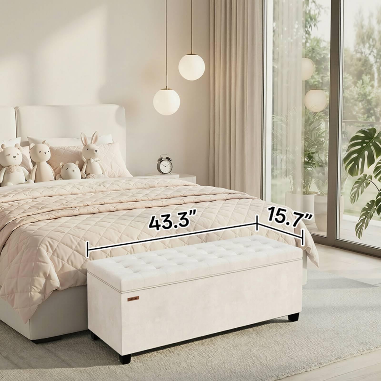 ABHENG velvet storage ottoman frame stability highlights strong support