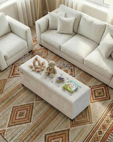 ABHENG velvet storage ottoman open lid reveals large 100 liter storage space