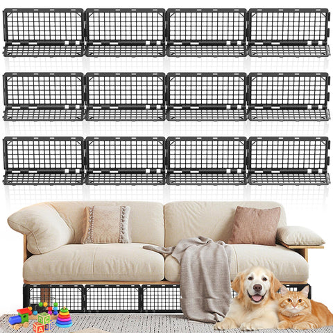 Abiglifty 12Pcs under-couch blocker panel assembly shows modular setup for tailored barriers.