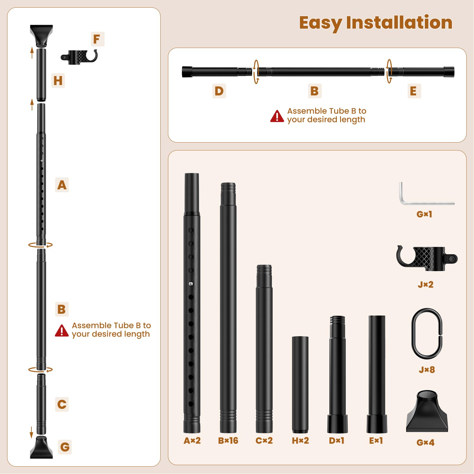 Abiglifty adjustable tension rod with 4-10ft height for flexible spaces