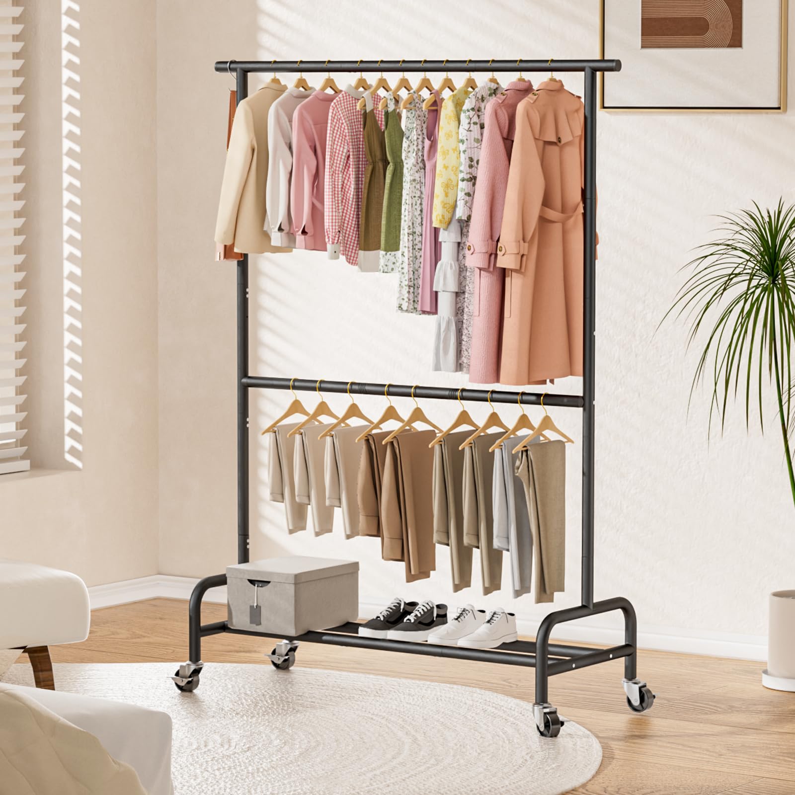 Abiglifty rack in a bedroom setup showing spacious closet storage.