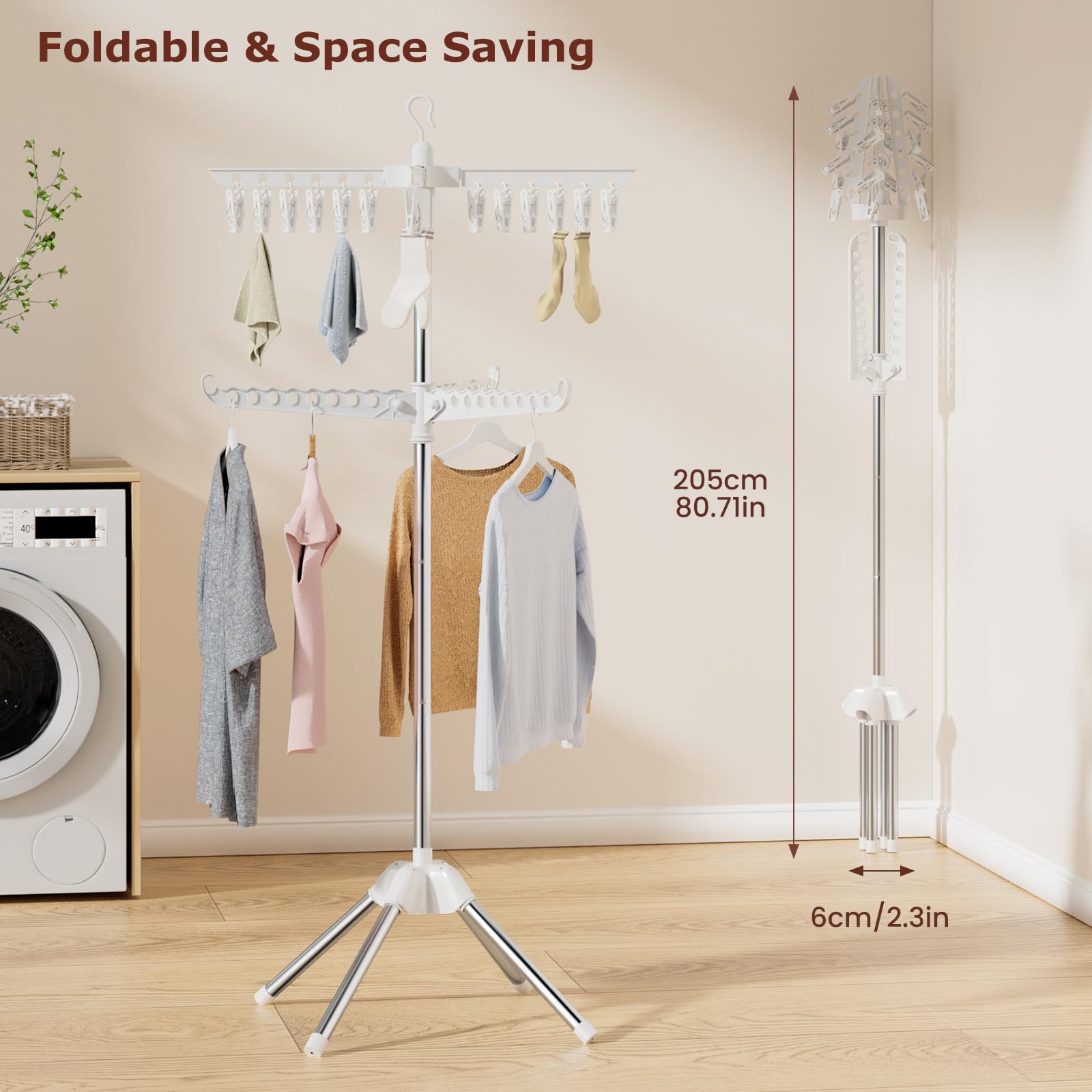 Abiglifty foldable drying rack collapsed for compact storage.