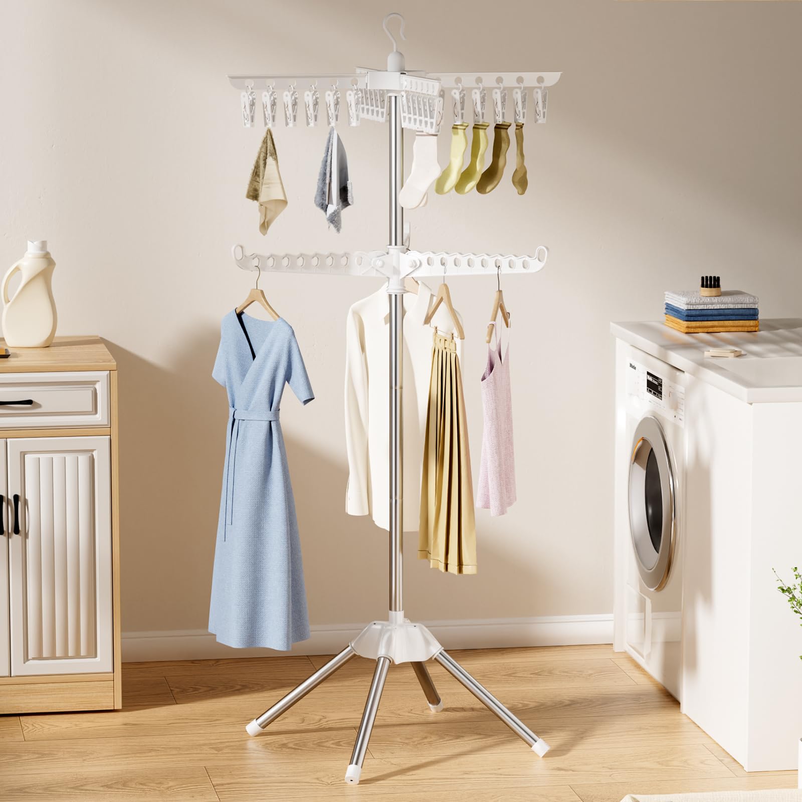 Abiglifty indoor laundry setup ideal for towels and garments.