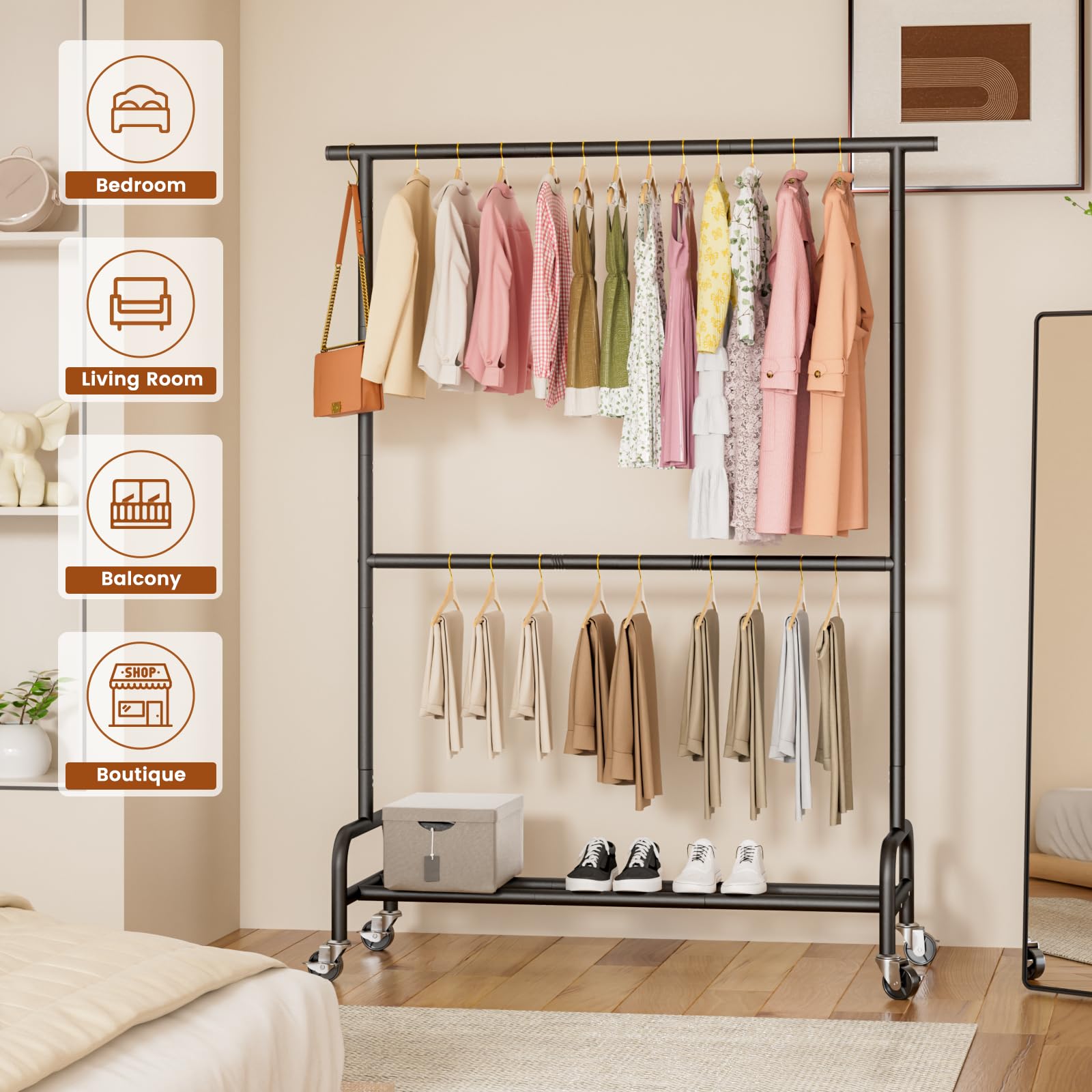 Abiglifty multi-space storage suitable for bedroom, laundry, or boutique.