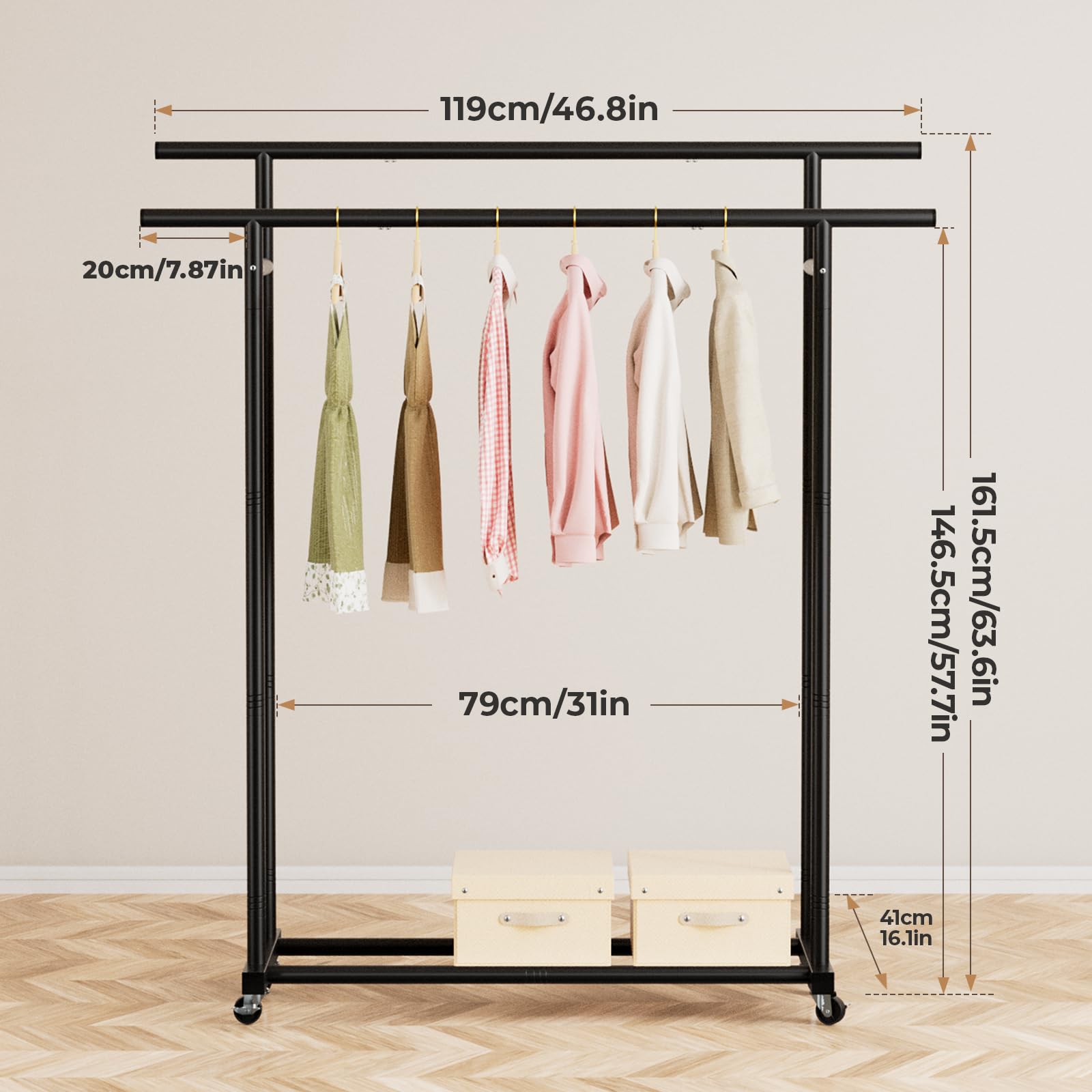 Abiglifty portable closet organizer with quick assembly for apartments