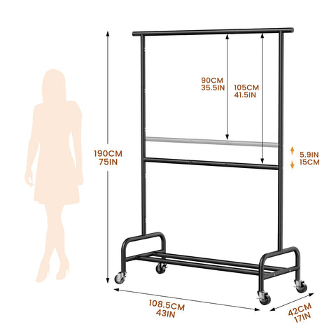 Abiglifty rolling rack wheels glide smoothly without floor marks.