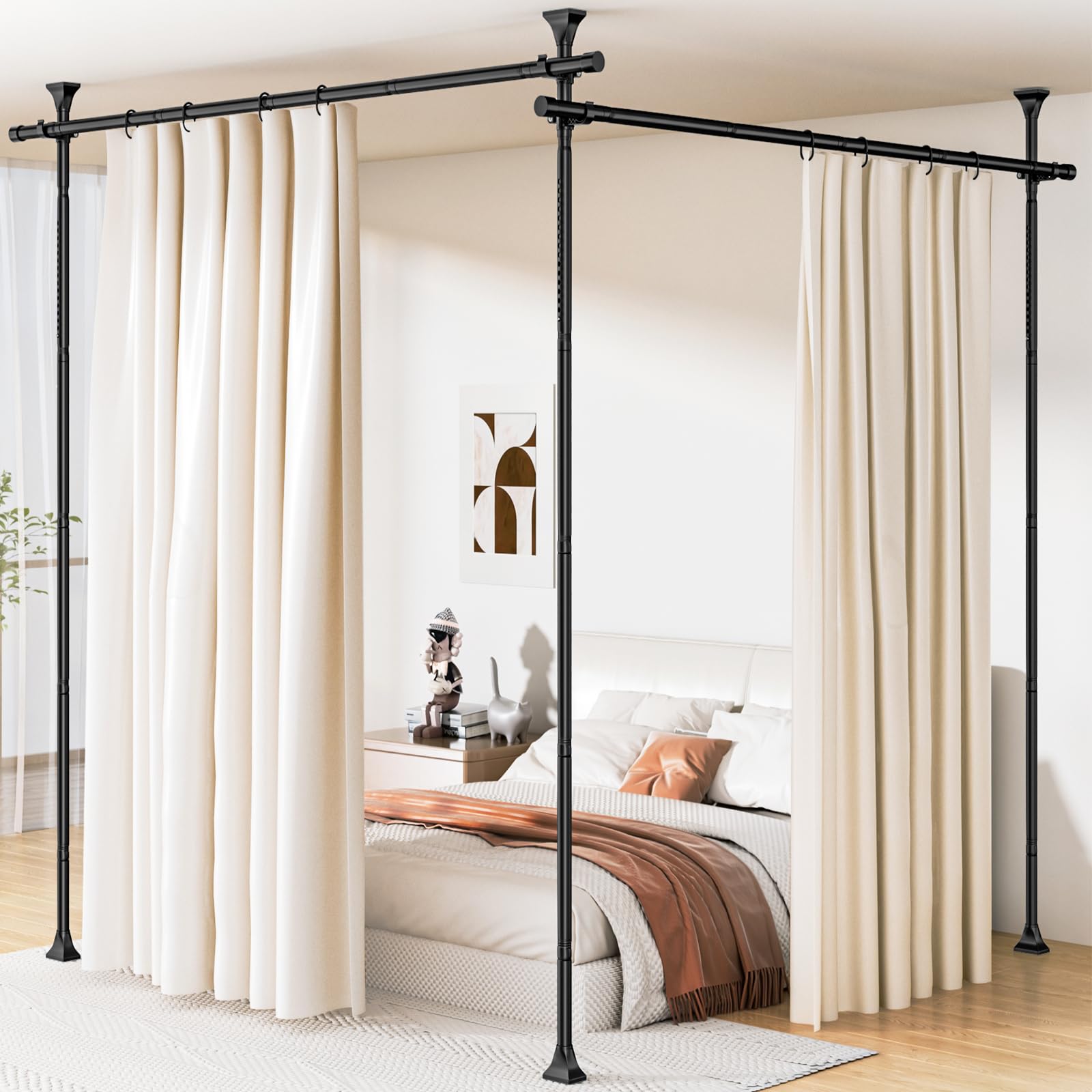 Abiglifty room-divider-rod no drilling offers rental-friendly, wall-safe space division.