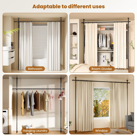 Abiglifty rustproof stainless-steel frame supports heavy curtains for privacy
