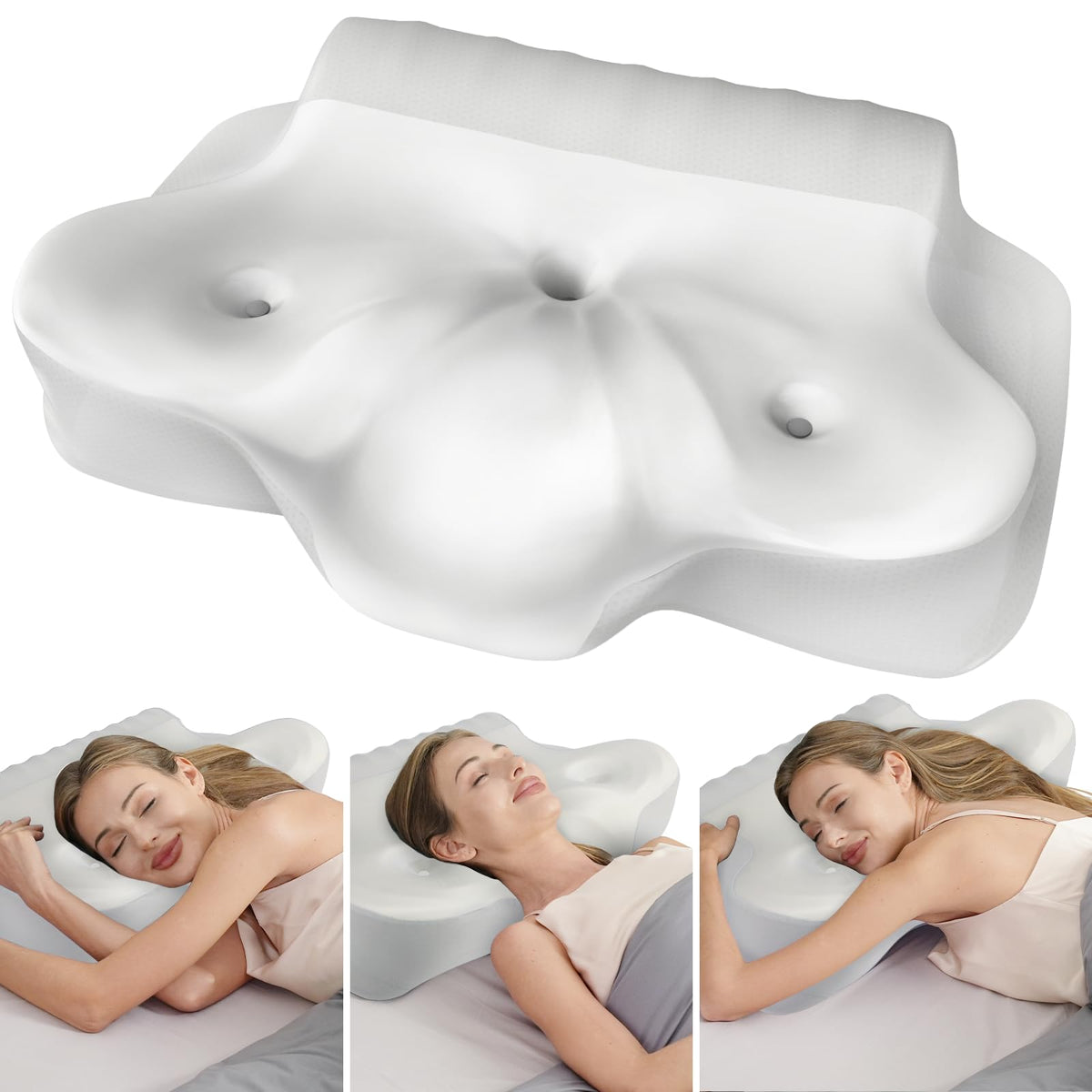 Ablegrid memory foam cervical pillow front view showing neck alignment and comfort.