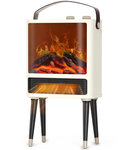 Abolee fireplace space heater with realistic 3D flame for cozy ambiance.