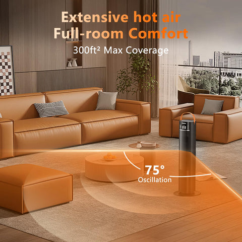 Abolee whisper-quiet heater at 35 dB, ideal for bedrooms or offices.