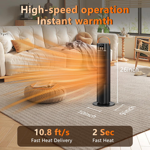 Abolee remote-control ceramic heater for convenient operation from across the room.