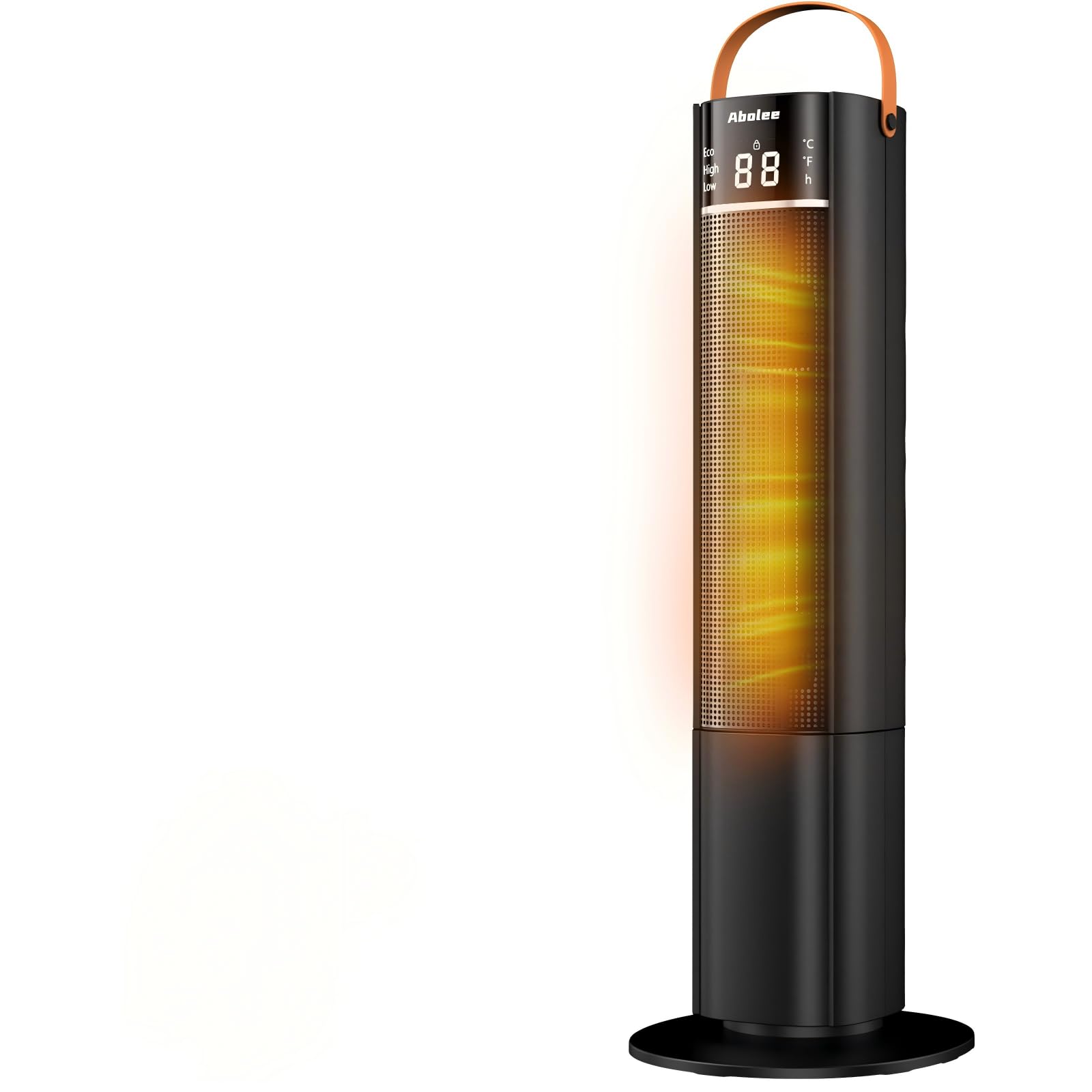 Abolee space heater 26-inch oscillation delivers even warmth in larger rooms.
