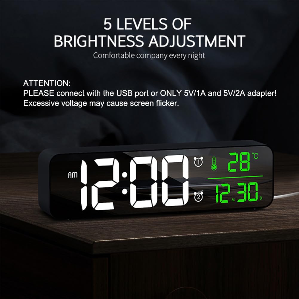 Abovsare digital clock large display with 40 ringtones for personalized wake-ups