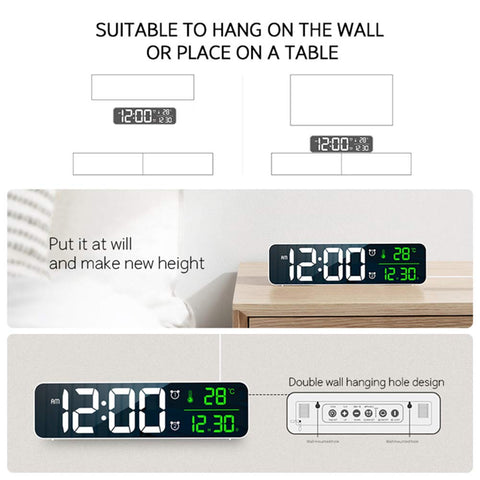 Abovsare digital clock large display mirror-finish design enhances modern decor