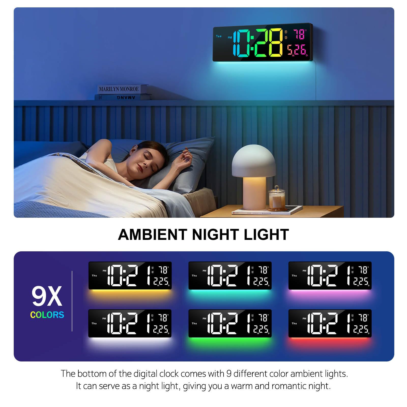 Abovsare clock night light provides a warm ambient glow for bedrooms.