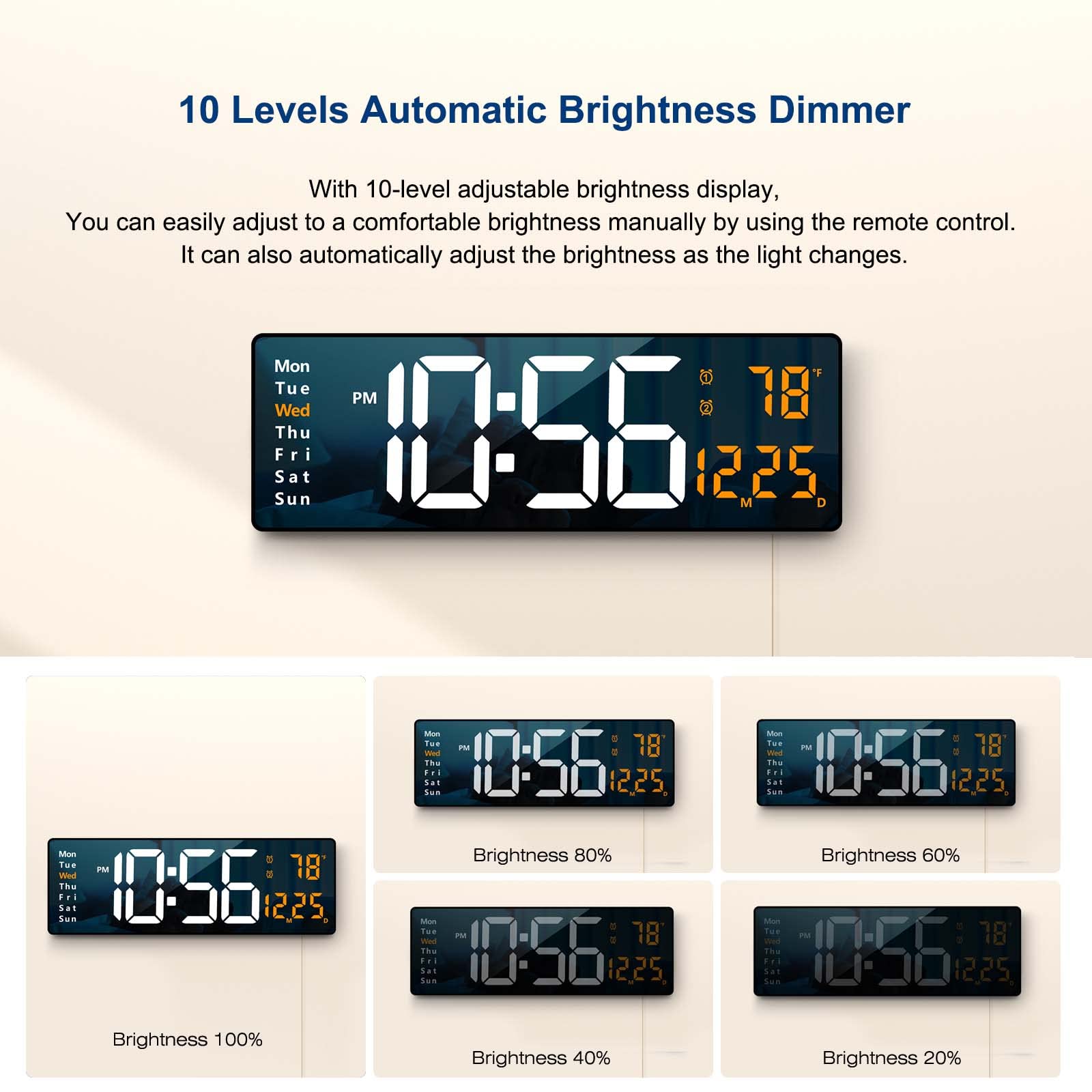 Abovsare large digits display makes time easy to read from a distance.