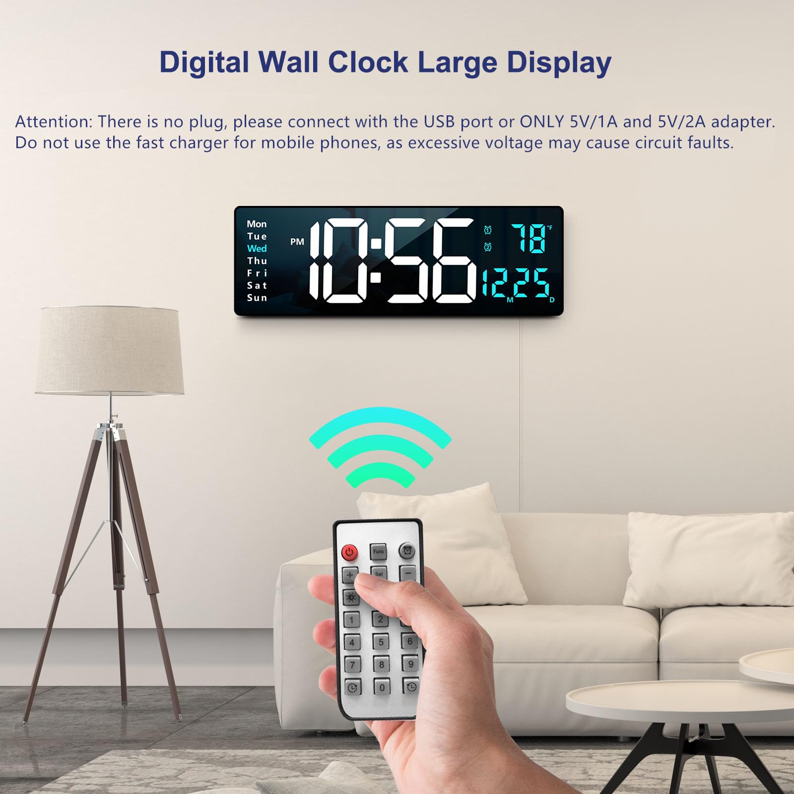 Abovsare wall clock with remote control for easy adjustments