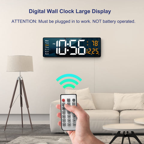 Abovsare wall clock remote control enables convenient adjustments without leaving your seat.