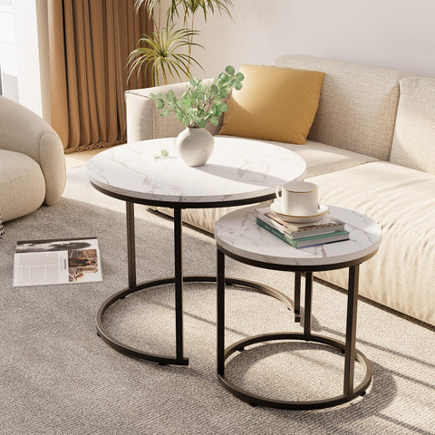 aboxoo black steel frame coffee table offers durable, rust-resistant legs.