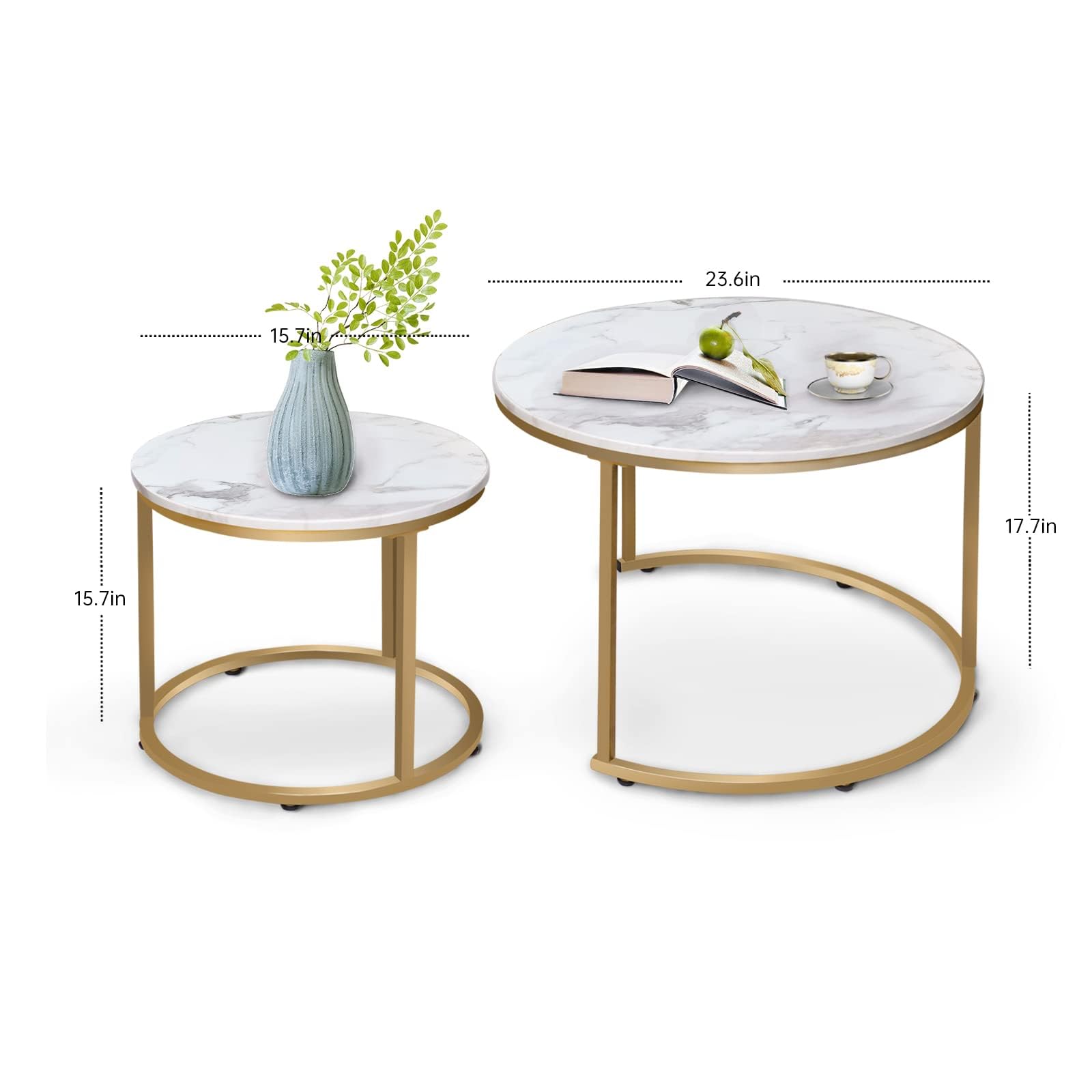 aboxoo coffee table round top with gold frame adds modern elegance