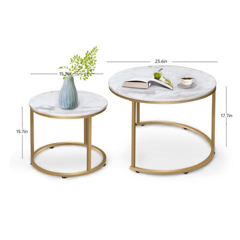 aboxoo coffee table round top with gold frame adds modern elegance