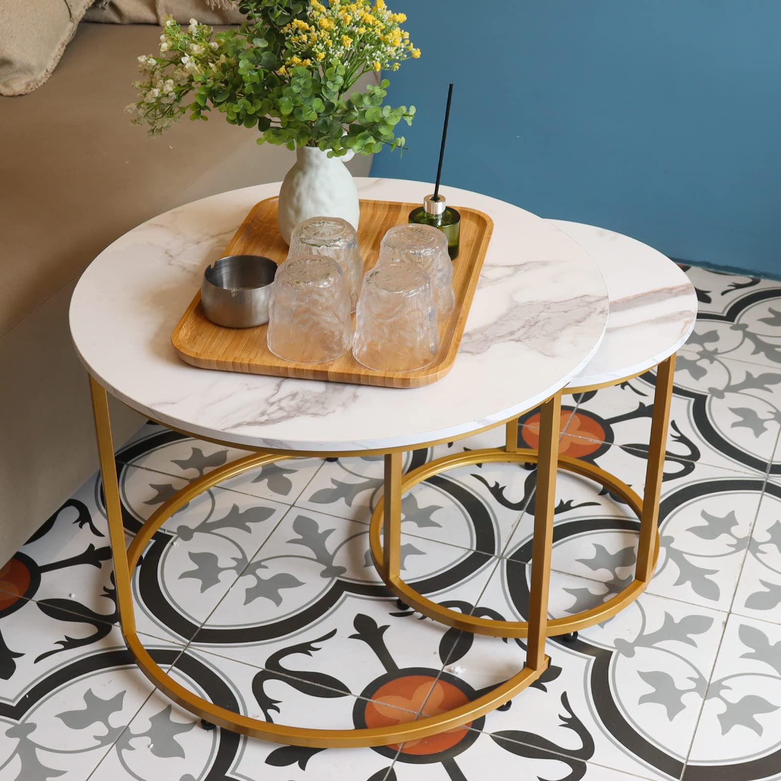 aboxoo coffee table features semi-circular legs for smooth lines and safety