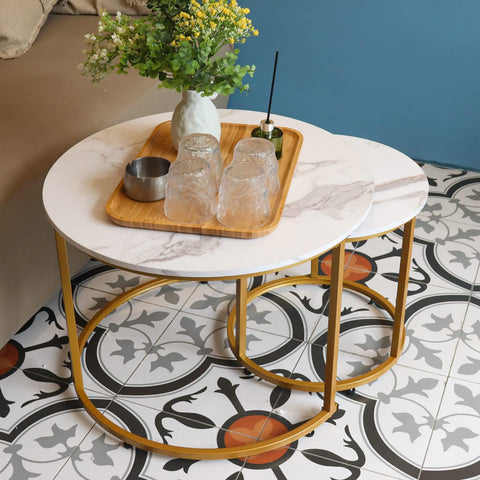 aboxoo coffee table features semi-circular legs for smooth lines and safety