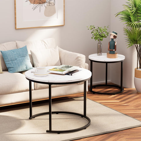 aboxoo compact nesting coffee table pair for easy rearrangement.