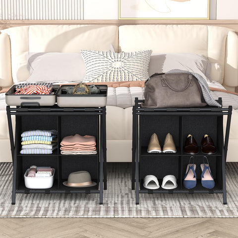 aboxoo luggage rack folded flat, easy to store in tight spaces