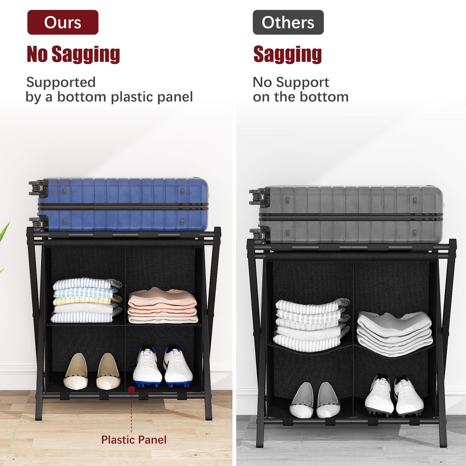 aboxoo luggage rack showing steel frame for durable daily use