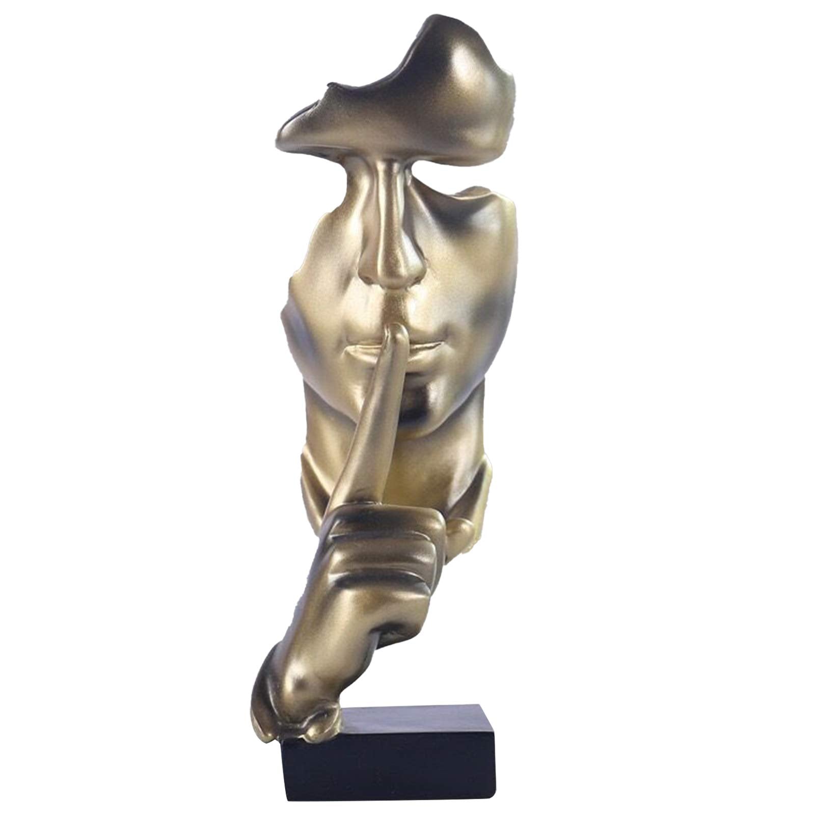 aboxoo Thinker Statue side view showing contemplative pose on shelves.
