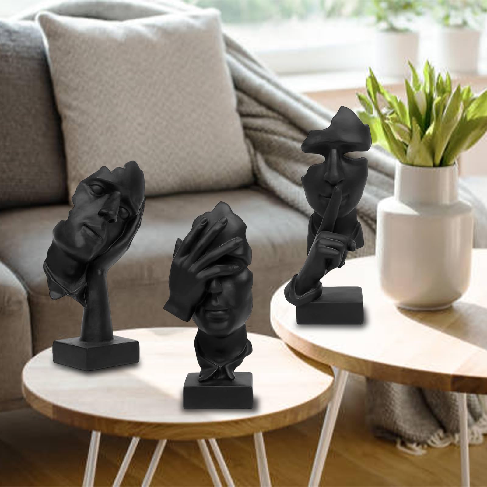 aboxoo abstract sculpture highlights silence is gold for shelves and desks