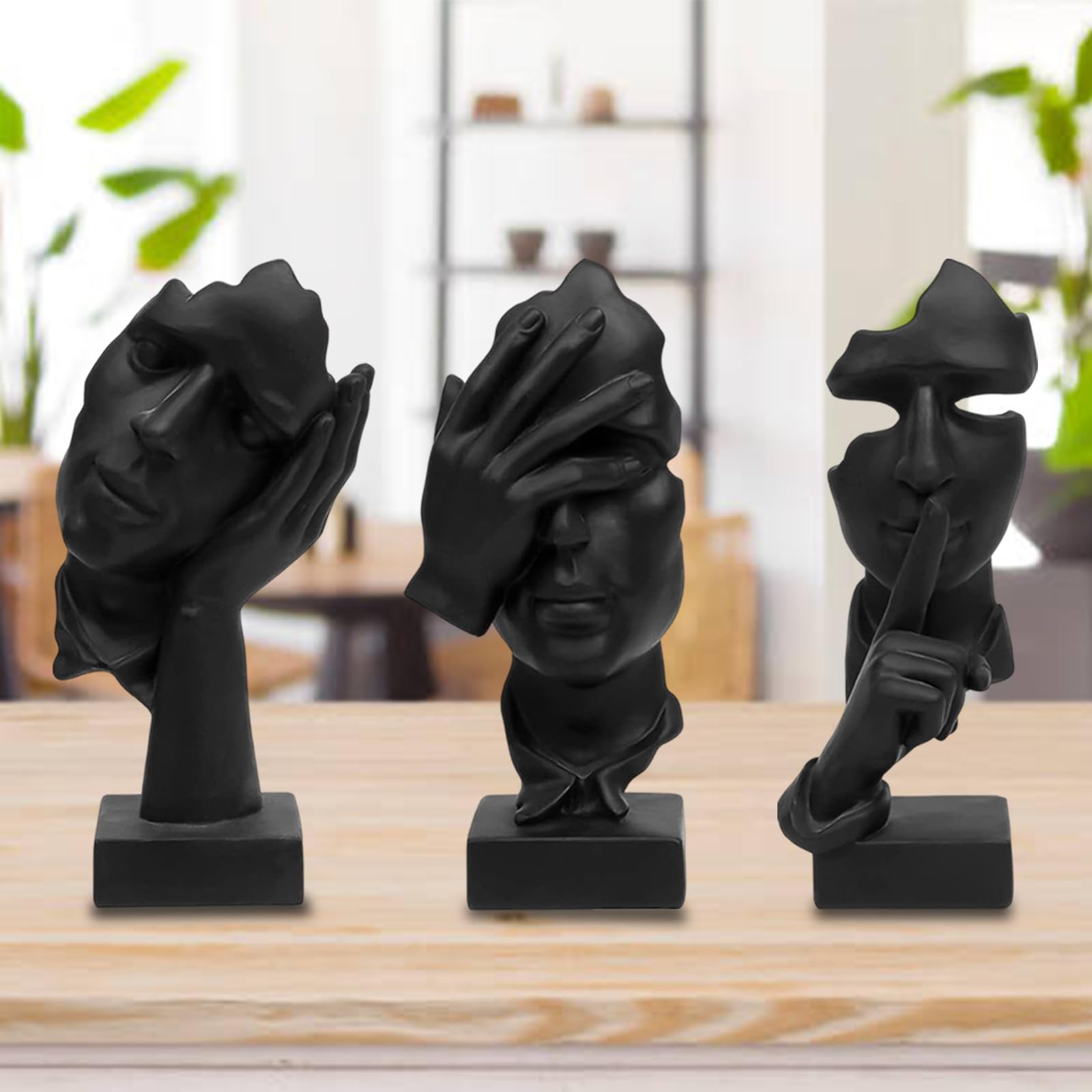 aboxoo three-piece statue trio adds artistic presence to living rooms and office study areas