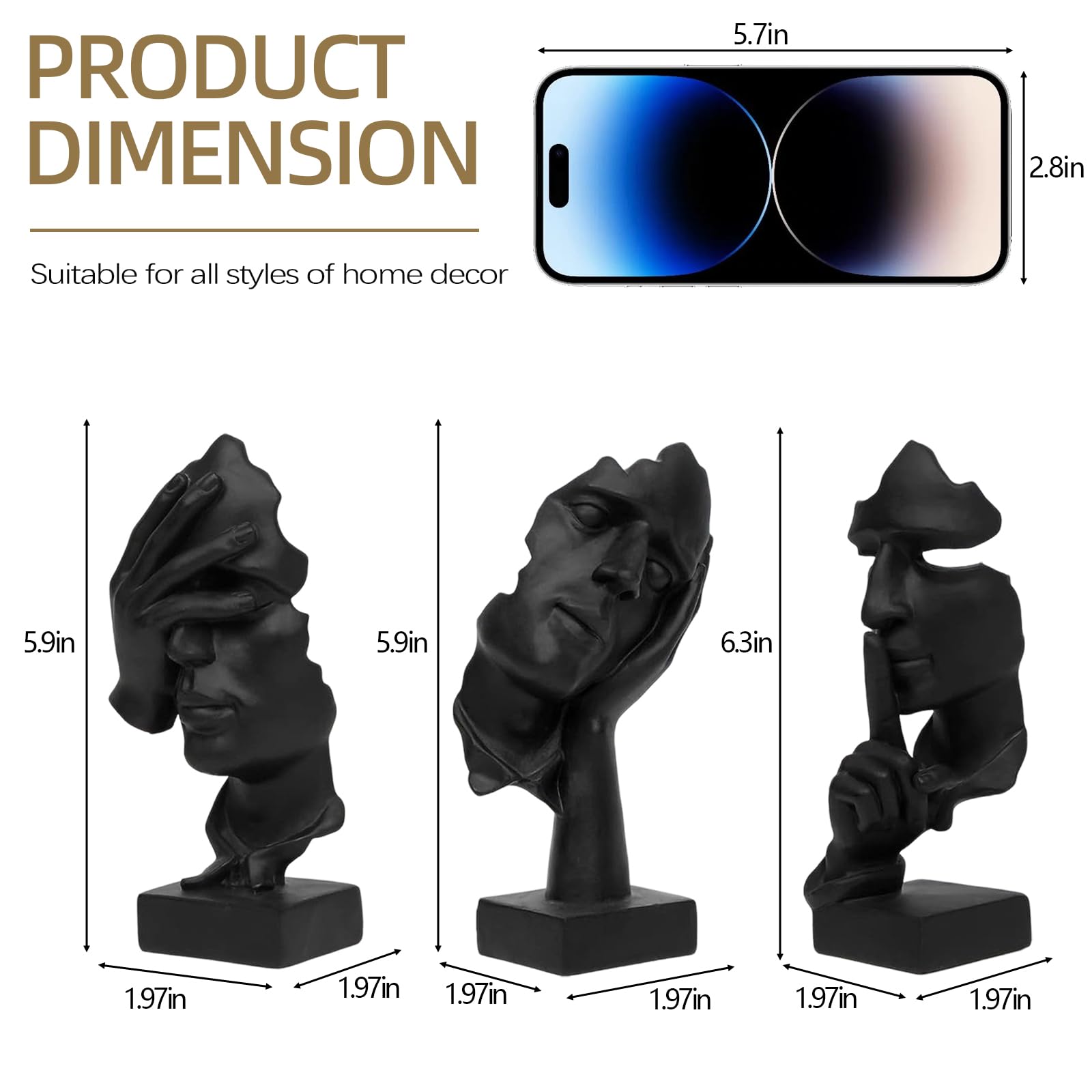 aboxoo three-piece thinker statue set serves as a thoughtful home decor gift idea
