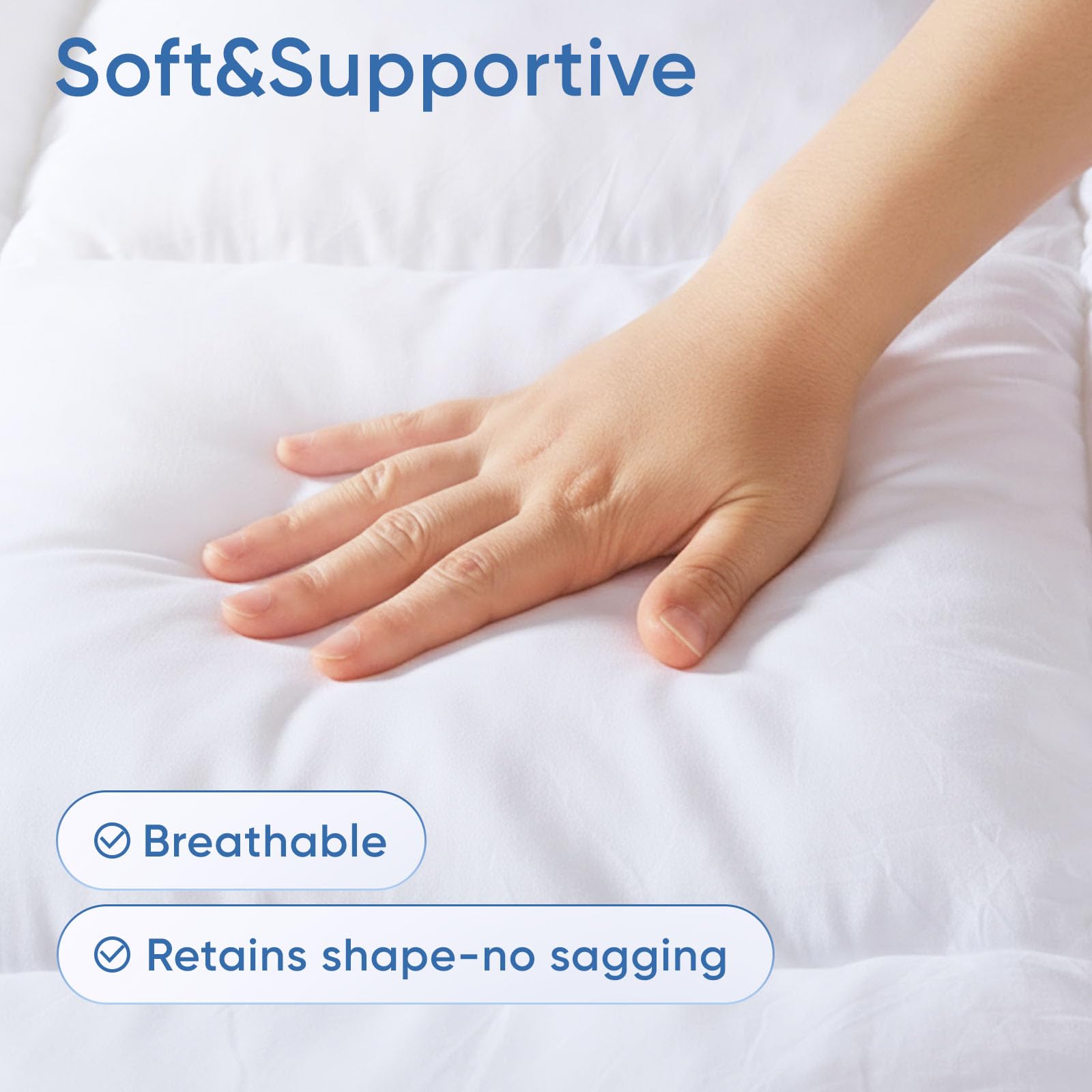 ABROLOY memory-foam topper with 100% cotton cover detail for skin comfort