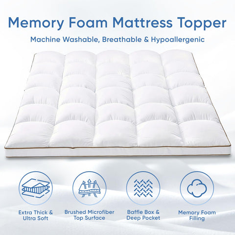 ABROLOY memory-foam topper with anchor straps securing fit