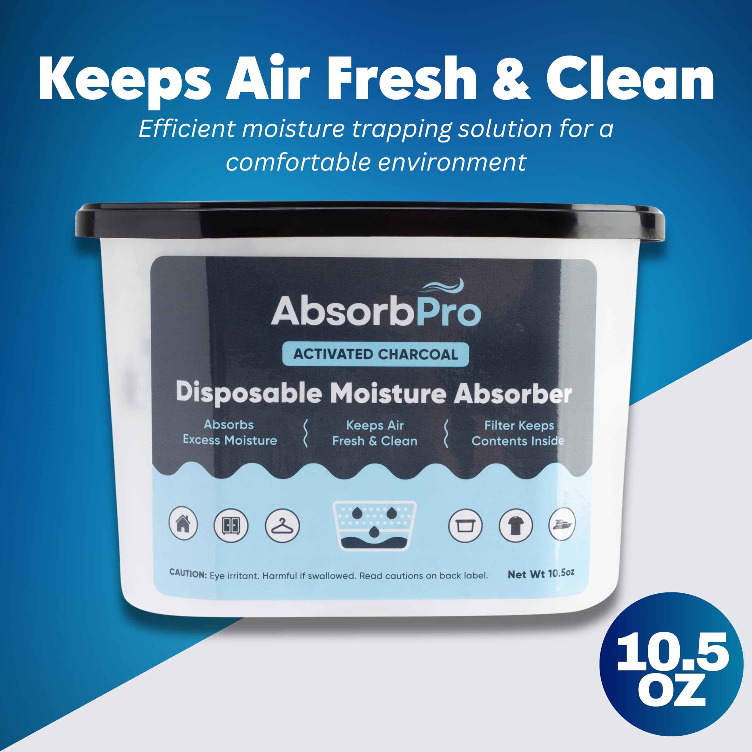 Absorb Pro activated charcoal tub helps eliminate odors while drying the air