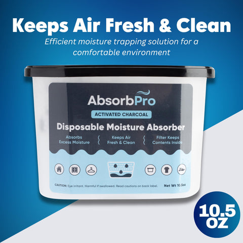 Absorb Pro activated charcoal tub helps eliminate odors while drying the air