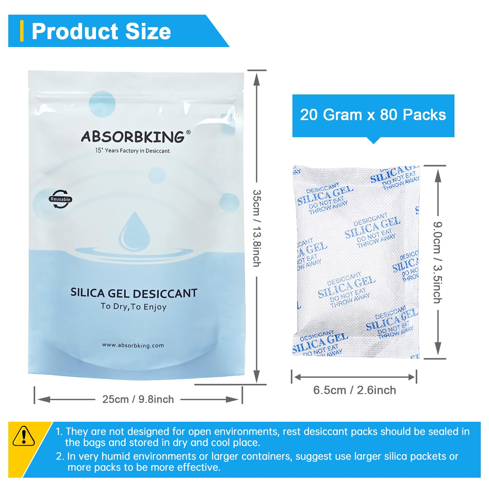 Absorbking desiccant packs keep spices, electronics, and documents dry.