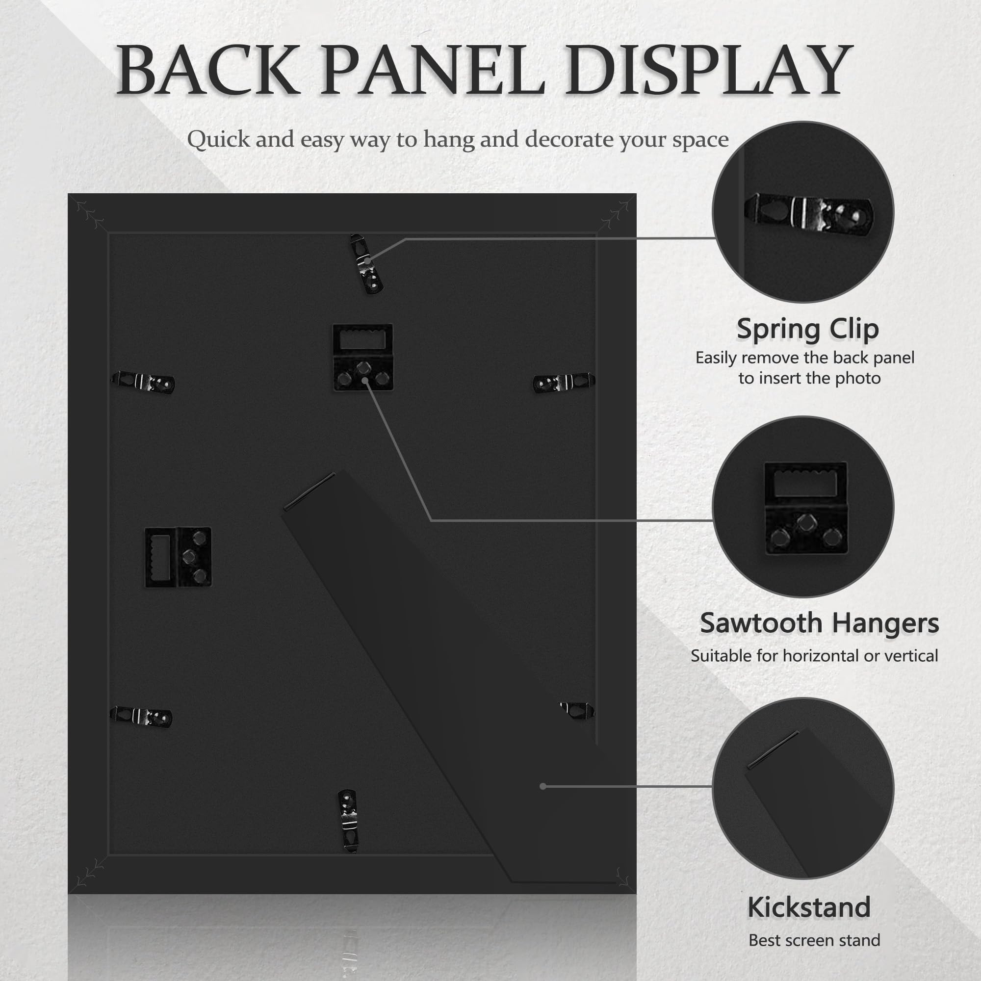 Abtgt 11x14 frame back view with secure hanging and orientation options