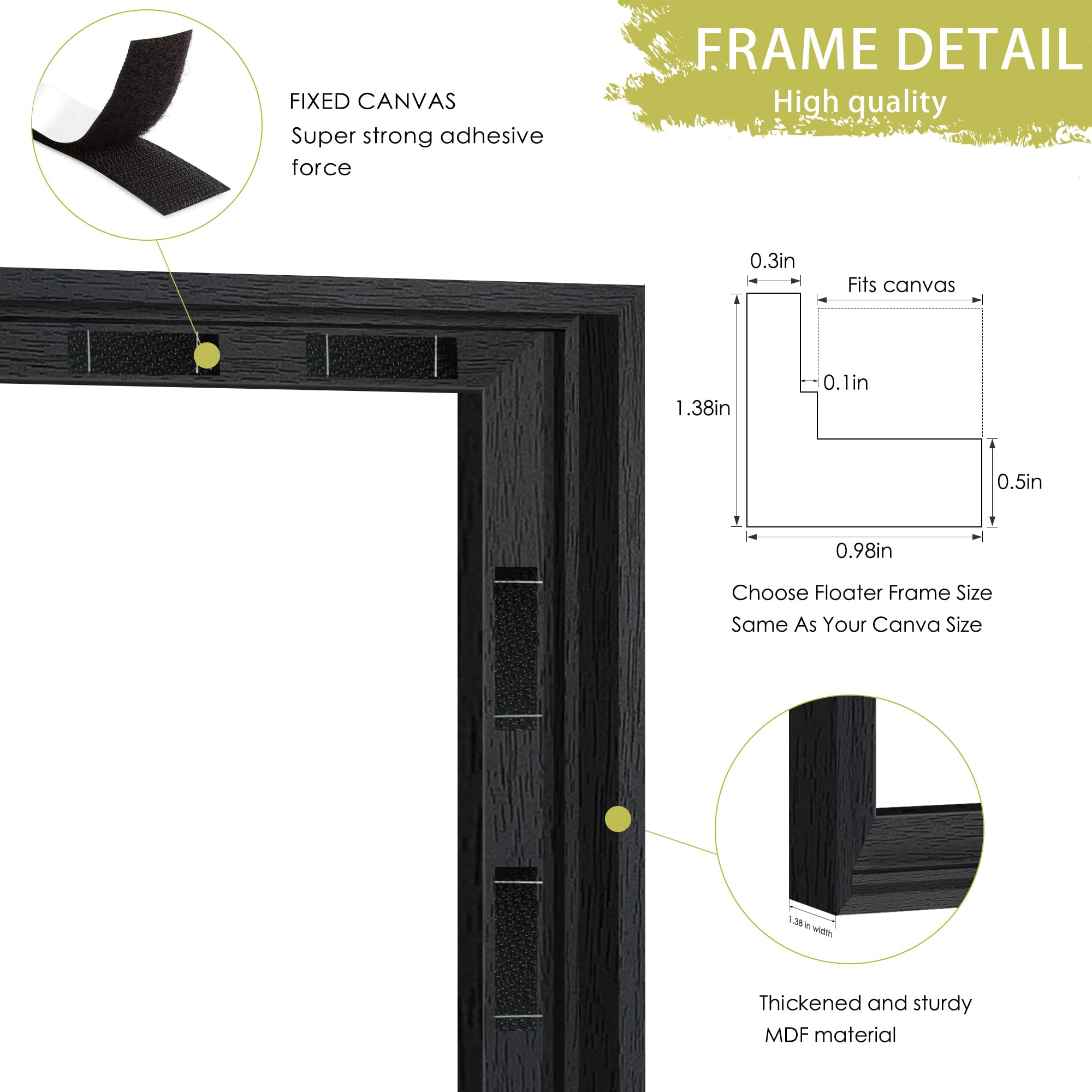 Abtgt 18x24 canvas floating frame hanging hooks enable quick mounting.