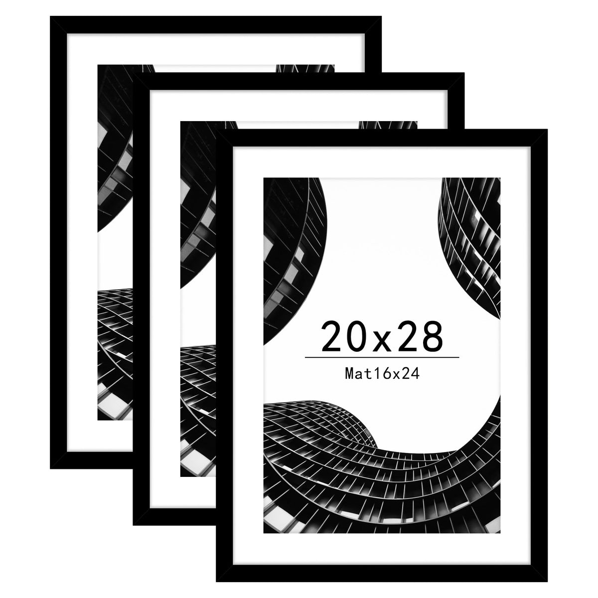 Abtgt 20x28 frame front view with mat for 16x24 display options.