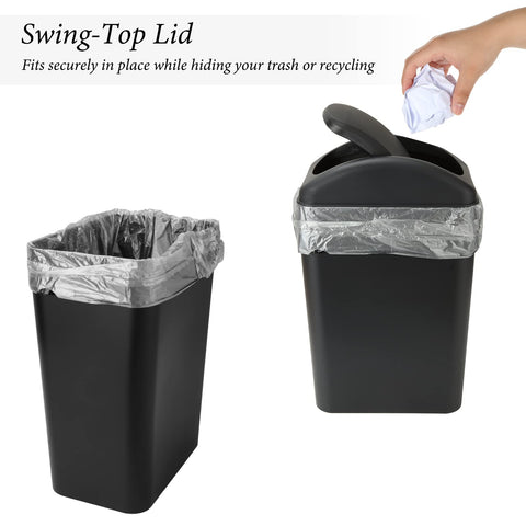 ABuff black plastic trash bin with bag lock prevents slips