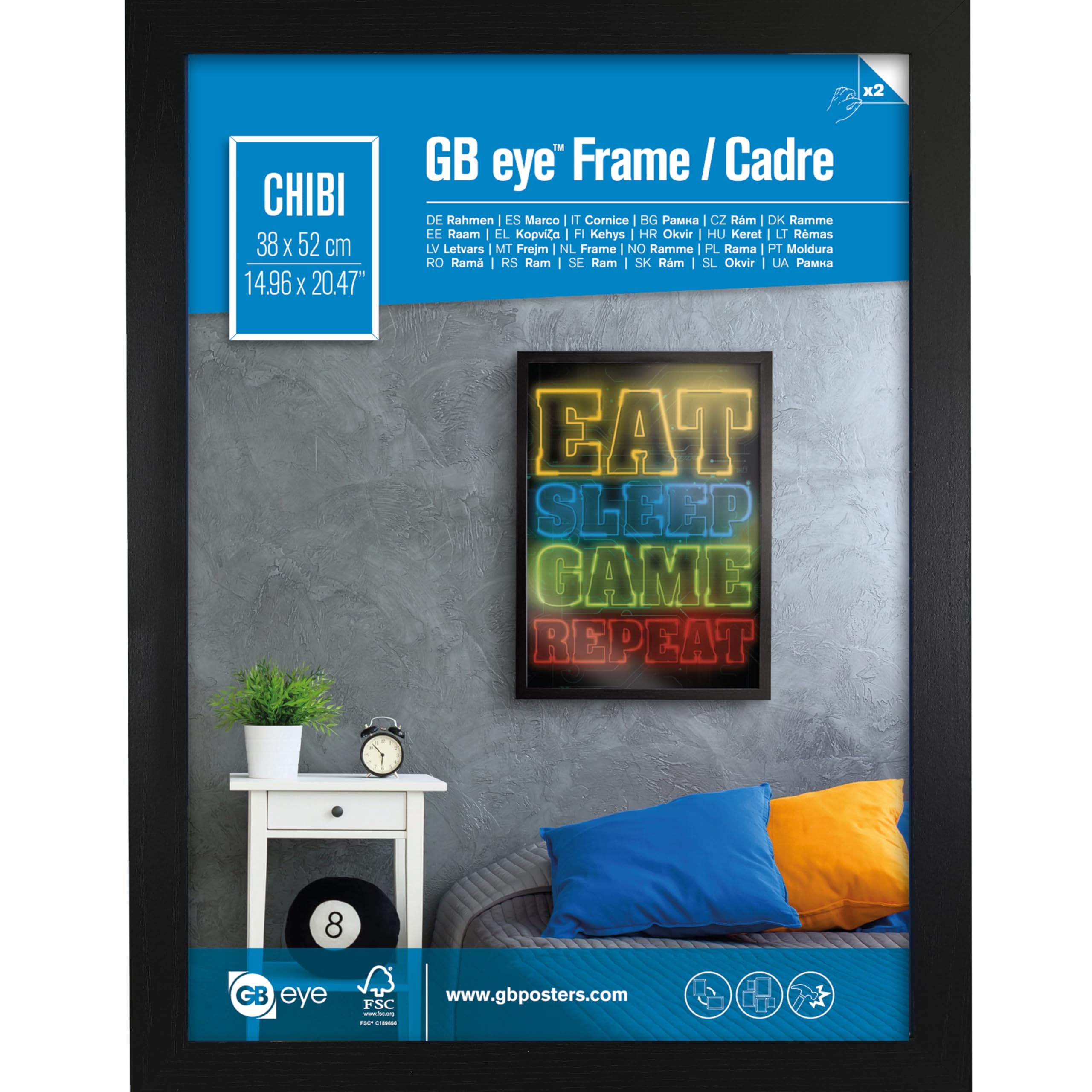 ABYSTYLE GB Eye frame front view shows black wood finish for photo displays.