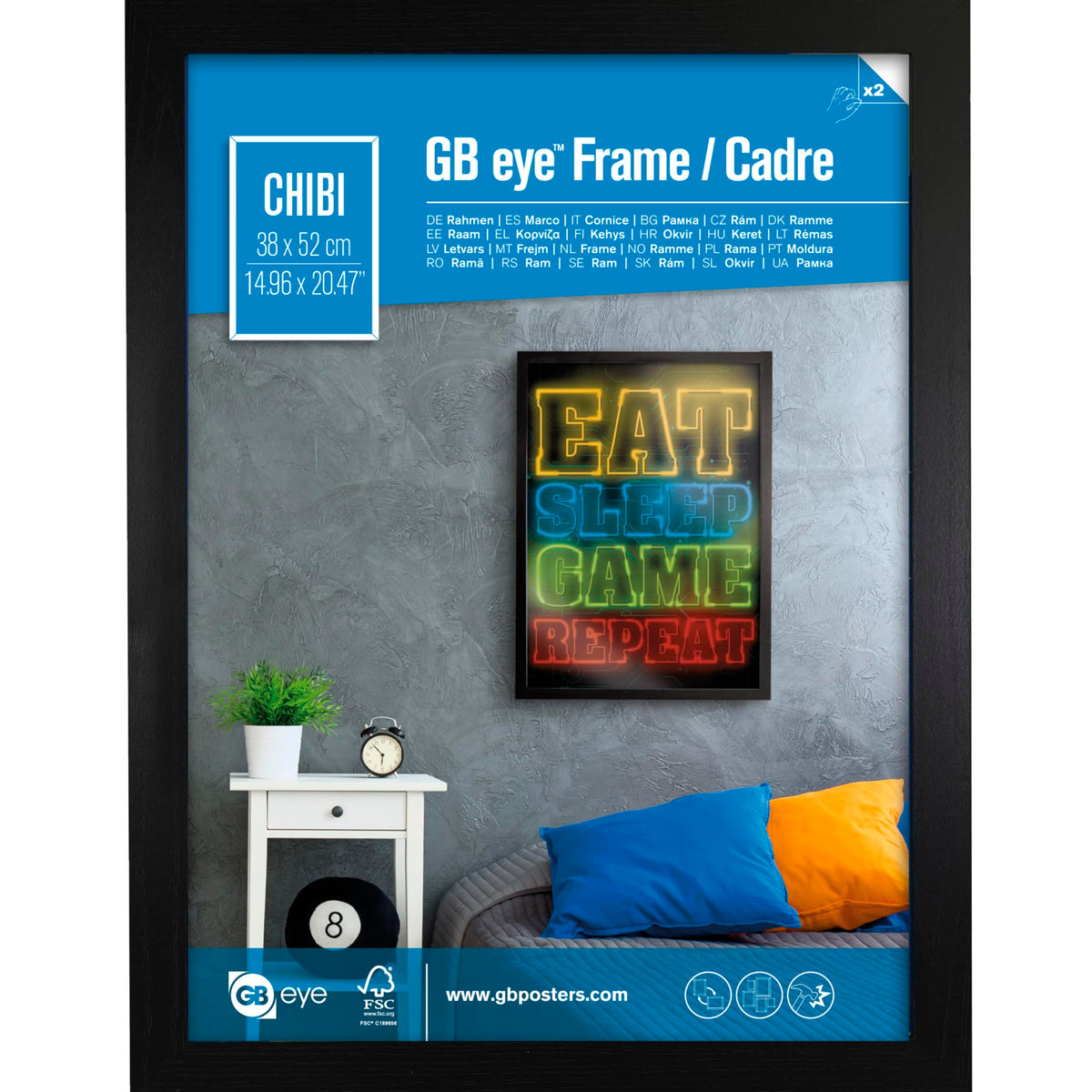 ABYSTYLE GB Eye frame front view shows black wood finish for photo displays.