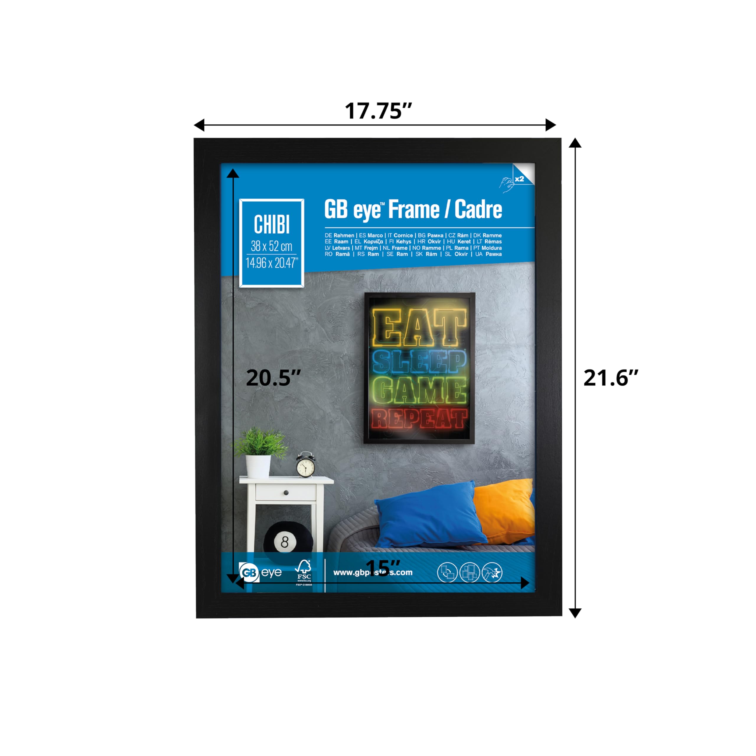 ABYSTYLE GB Eye frame side profile ideal for wall mounting.