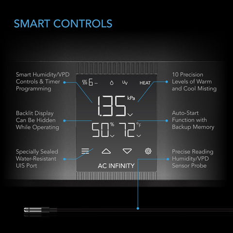 AC Infinity CloudForge T5 EC ultrasonic vaporizer delivers fine moisture control.