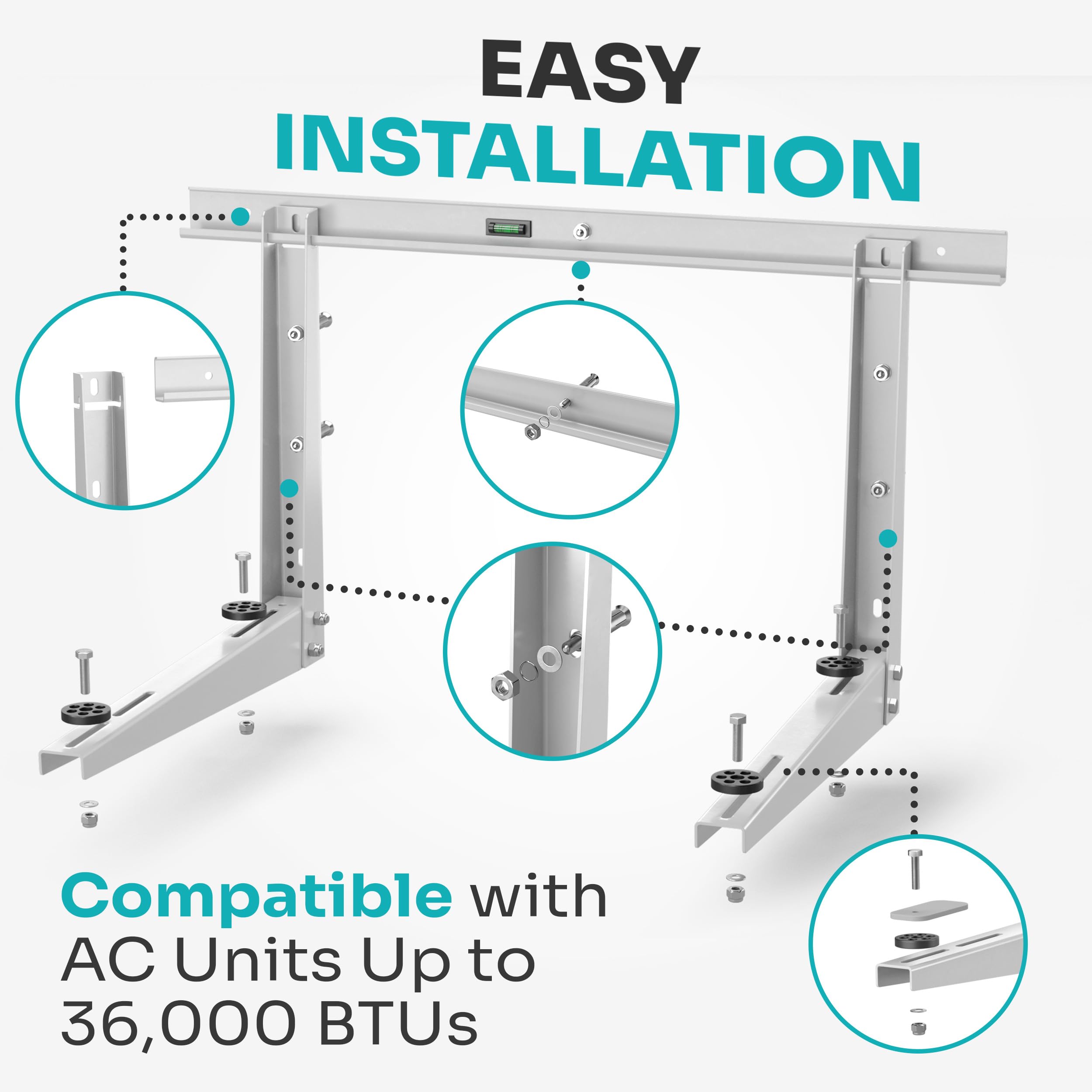 AC MountSolutions space-saving design lifts the unit off the ground to reduce debris